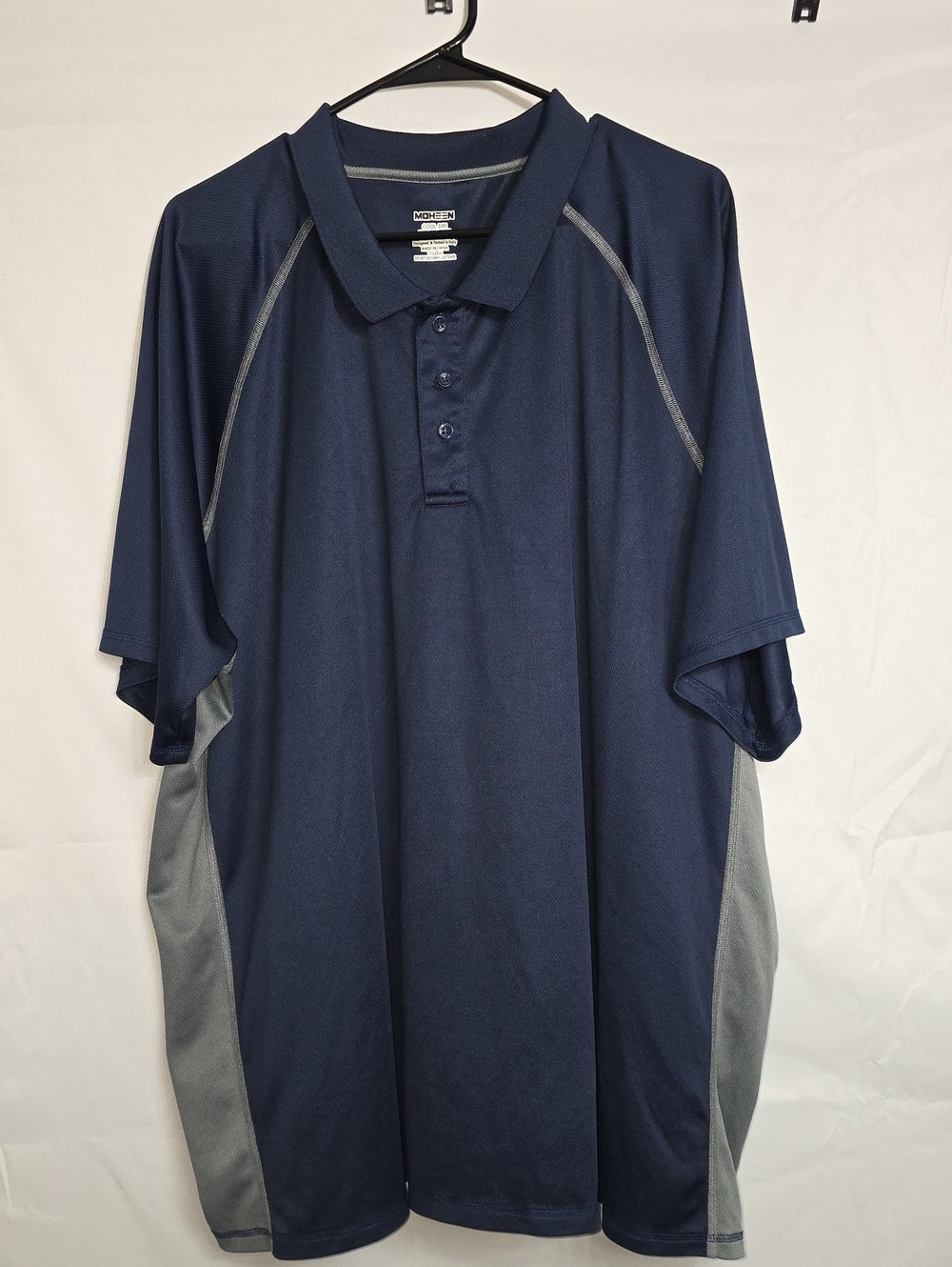Moheen Navy Performance Polo with Gray Panels Mens Size 5XL (M206)